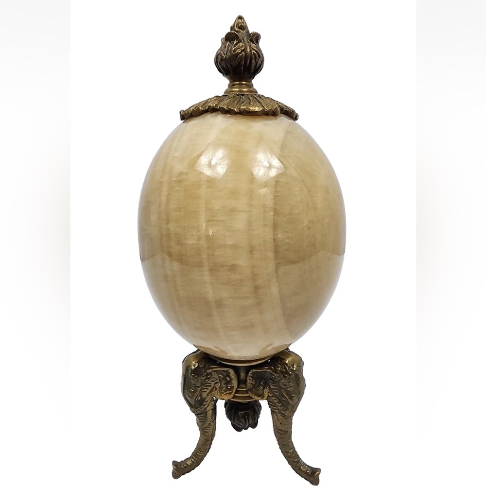 Alabaster Egg vintage with Gold Accents